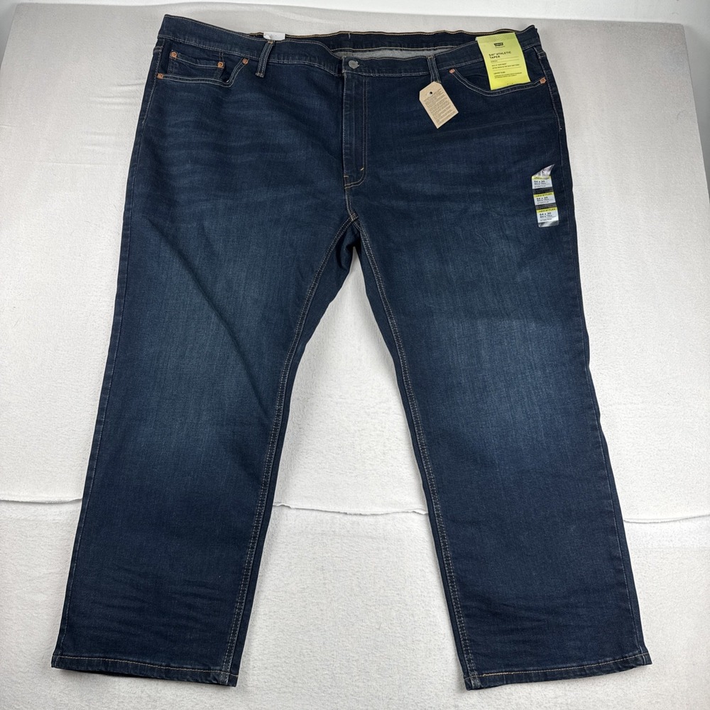 New! Levis 541 Athletic Taper Mens Blue Jeans 54*30 Dark Wash Stretch denim